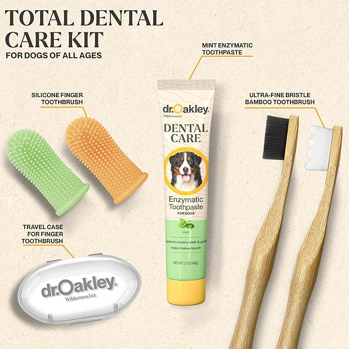 Total Dental Care Kit for Dogs: Minty Fresh -Toothpaste, Brushes, and Case, 1 Count -Natural