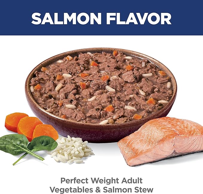 Hill's Science Diet Perfect Weight, Adult 1-6, Weight Management Support, Wet Cat Food, Salmon & Vegetables Stew, 2.8 oz Pouch, Case of 24