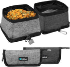 PetAmi Collapsible Dog Bowls 2 Pack, Food and Water Bowls Travel Set, Portable Pet Dish No Spill, Foldable Lightweight BPA Free Leakproof Bowls, Camping Hiking Walking Outdoor Gear Accessories, Gray