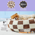 LE SURE Donut Small Dog Bed - Round Cat Beds for Indoor Cats Anti-Anxiety Calming Pet Beds, Washable Cute Modern Beds with Teddy Sherpa Plush & Anti Slip Bottom Brwon