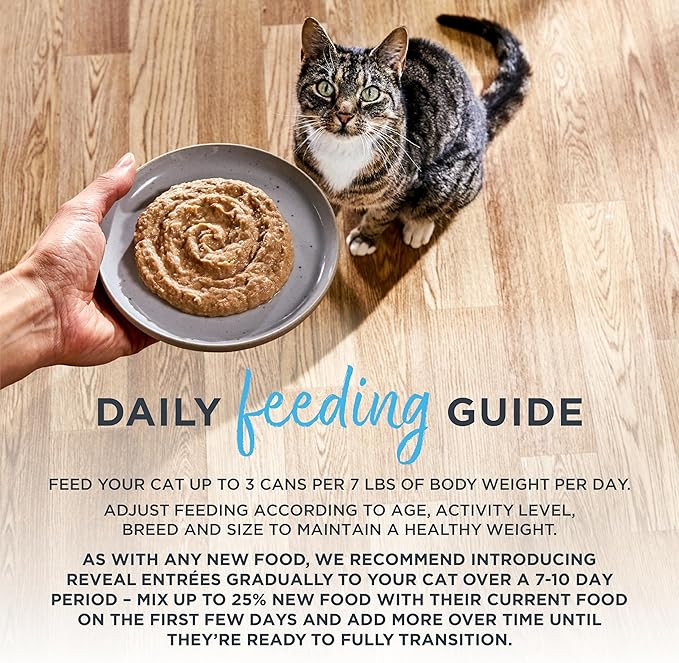 Reveal Entrées Natural Wet Cat Food Paté, Grain-Free with Added Vitamins & Minerals, Carrageenan-Free Protein, Fish Variety Selection Paté (12 x 2.47 oz Cans)