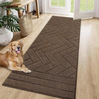 Tindbea Dog Mat for Muddy Paws,Absorbs Moisture Dirt Non-Slip Washable Mud Mat for Dogs,Soft Rubber Backing Front Inside Pet Rug for Entryway, Mud Dog Paws, Patio(24"x59",Latte)