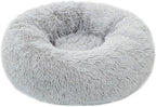 Calming Donut Dog Bed Medium, Plush Round Cuddler Dog & Cat Bed, Anit-Anxiety Marshmellow Fluffy Faux Fur Cushion(24", Light Grey)