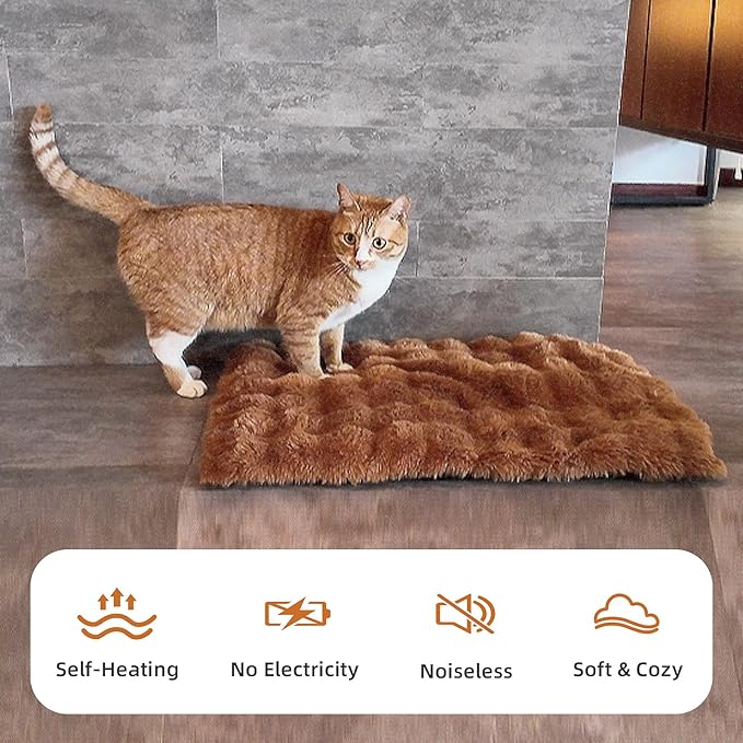 Self Warming Cat Mat Self Heating Cat Bed 24" x 18" Thermal Cat Mat Extra Warm Dog Bed Cat Beds for Indoor and Outdoor Cats Pet Heating Pad for Kittens Small Puppy Pets with Washable Removable Cover