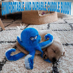 LEGEND SANDY Tough Dog Toys, Stuffed Chew Large Dog Toys to Keep Them Busy, Interactive Squeaky Tug of War Doggie Toy, Crinkle Blue Octopus
