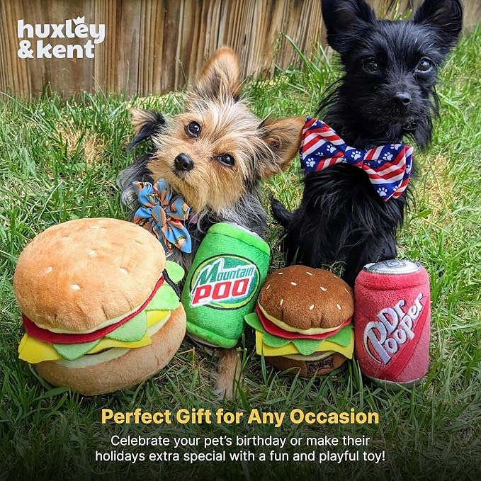 Huxley & Kent Funny Dog Toy w/Squeaker – Power Plush Squeaky Dog Toys for Small, Medium & Large Dogs – Soft Stuffed Animal for Indoor Play & Fetch - Mountain Poo, Small