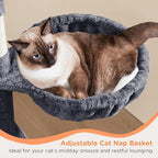 Yaheetech 57in Tall Cat Tree, Multi-Level Cat Tower W/Extended Platform, Padded Perch, Scratching Posts, Ball, for Indoor Large Cat Kitty as Pet Play House Activity Center