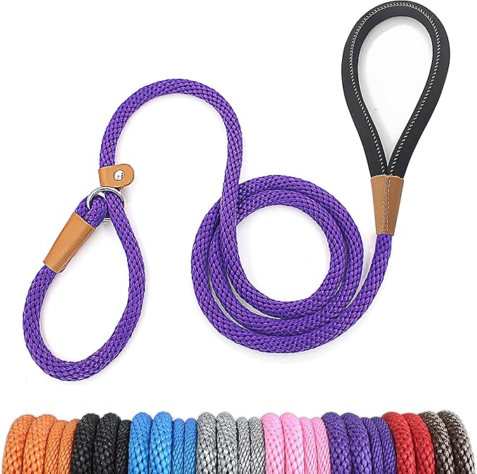 lynxking Dog Leash Slip Lead 5 6 8 FT Dog Training Leash Strong Heavy Duty Braided No Pull Training Lead for Small Medium Large Dogs