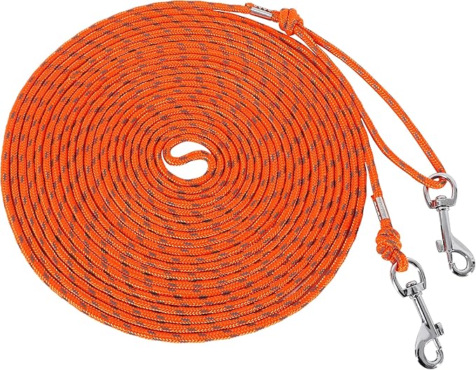 Reflective Cat Leash -50FT Cat Cable Out Escape Proof Walking Leads Yard Long Durable Safe Personalized Extender Leash Traning Play Outdoor for Puppies/Kittens/Rabbits/Small Animals