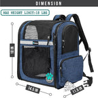 PetAmi Dog Backpack Carrier for Small Large Cat, Pet, Puppies, Ventilated Pet Hiking Backpack Travel Bag, Airline Approved Cat Backpack Carrier, Safety Back Support, Camping Biking, Max 18 lbs, Navy