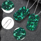 Saintrygo 48 Pcs Camouflage Dog Tags Military Acrylic Army Dog Tags Party Favors Camo Party Favors Include 24 Camo Necklaces with 24 Beaded Chains for Kids Men Women(Green)