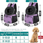 PetAmi Adjustable Cat & Dog Chest Carrier Backpack, Ventilated for Hiking & Camping, Max 10 lbs, Purple