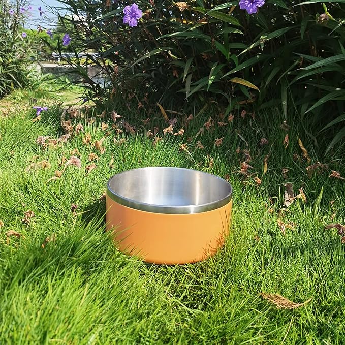 LIHONG Stainless Steel Dog Bowls for Small Meidum Sized Dogs,Dog Food Water Bowls No Slip,Dishwasher Safe(40oz,Orange)