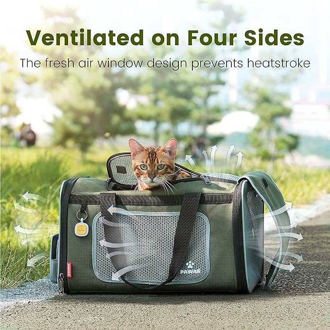 Pawaii Pet Carrier, TSA Airline Approved Cat Carrier, Soft Sided Collapsible Pet Travel Carrier, Foldable, Protable, Travel Friendly Pet Travel Carrier for Cats and Puppy