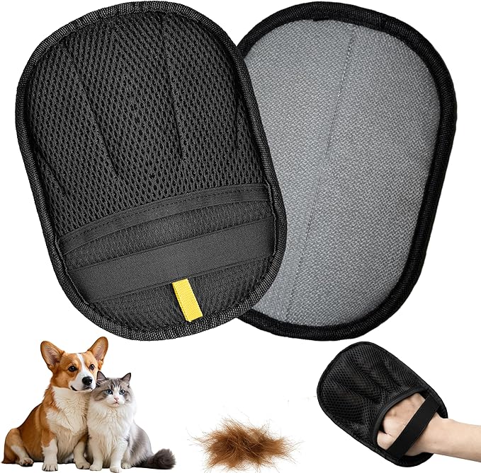 Pet Hair Removal Glove, Reusable Washable Pet Hair Remover for Cats Dogs, Electrostatic Cat Grooming Gloves for Pet Hair, Efficient Dog Hair Remover for Couch,Furniture,Clothes (Black)
