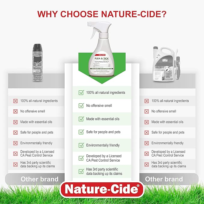 Nature-Cide Flea & Tick. All Natural Tick and Flea Spray for House and Pets to Keep Your Home Safe. Kills on Contact. No Strong Odor. 8 oz
