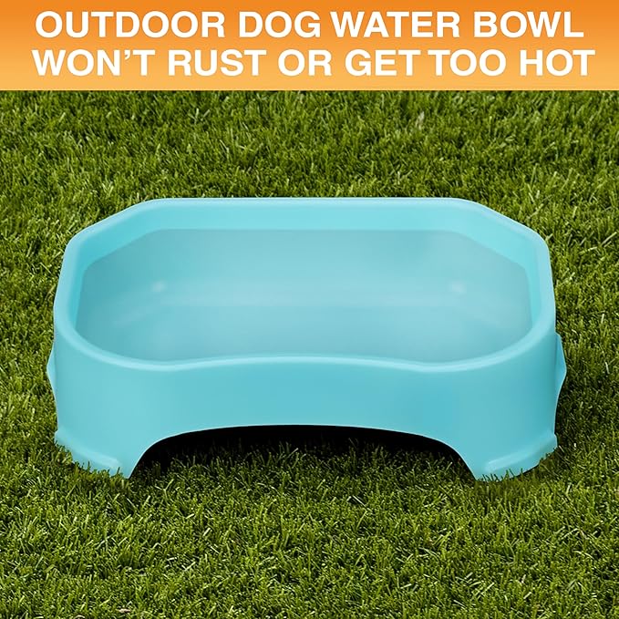 Neater Pet Brands Large Water Bowl for Dogs, Outdoor Dog Water Bowl (1.25 Gallon Extra-Large Capacity), Big Trough Style Food Dish for Indoors or Outside, No Spill Large Dog Bowls, Aquamarine
