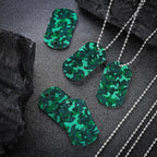 Saintrygo 48 Pcs Camouflage Dog Tags Military Acrylic Army Dog Tags Party Favors Camo Party Favors Include 24 Camo Necklaces with 24 Beaded Chains for Kids Men Women(Green)