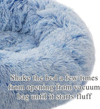 Calming Donut Dog Bed Small, Plush Round Cuddler Dog & Cat Cushion Bed, Anit-Anxiety Marshmellow Fluffy Faux Fur, Self-Warming Comfy Cozy Pet Bed (20", Light Blue)