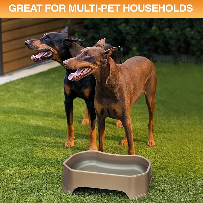 Neater Pet Brands Large Water Bowl for Dogs, Outdoor Dog Water Bowl (1.25 Gallon Extra-Large Capacity), Big Trough Style Food Dish for Indoors or Outside, No Spill Large Dog Bowls, Champagne
