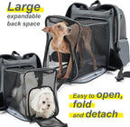 Expandable Pet Carrier, Airline-Approved Foldable and Detachable Backpack, Fits 13lbs Cat&11lbs Small Puppy Dog, for Car Travel,Camping and Emergency Transportation and Shelter (Grey)