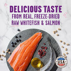 Stella & Chewy's Meowfulls Freeze Dried Cat Treats - Whitefish & Salmon Recipe - Raw Protein with Probiotics & Salmon Oil - 1 Calorie Per Treat - 1.5 oz