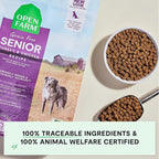 Open Farm, Grain-Free Dry Dog Food for Senior Dogs, Complete & Balanced Kibble to Support Joints & Mobility, Sustainably & Ethically Sourced Ingredients, Chicken & Turkey Recipe for Seniors, 22lb Bag