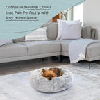 Best Friends by Sheri SnuggleSoft Faux Fur Calming Donut Bed for Small Dogs and Cats, Gray, Extra Small, 18" x 18"