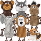 5 Pack Large Dog Squeaky Toys,Tough Stuffed Plush Dog chew Toys Assortment,Durable Plush Animal Dog Toys with Tug of War Rope to Keep Them Busy, Puppy Toys Value Bundle for Small Medium Large Dogs