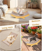 Cat Scratcher Bed for Indoor Cats - Natural Sisal Scratching Board with Sturdy Solid Wood Frame Scratch Pad, Cat Lounger/Hammock