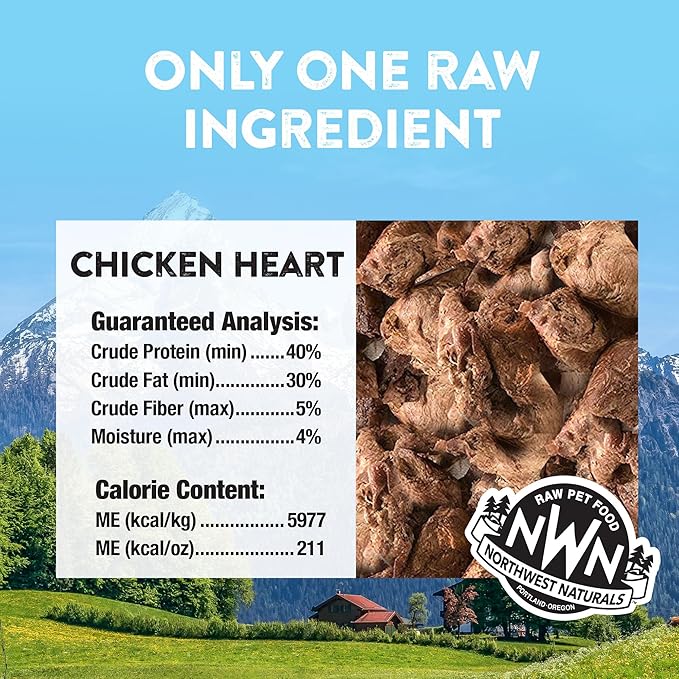 Northwest Naturals Raw Rewards Freeze-Dried Chicken Heart Treats for Dogs and Cats - Bite-Sized Pieces - Healthy, 1 Ingredient, Human Grade Ingredients, Natural, Proudly Made in USA, 3 Oz (Pack of 3)