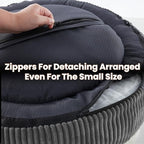 23 inches Donut Dog Bed for Small Dogs - Calming Round Puppy Bed with Removable &Washable Cover, Plush Faux Fur & Corduroy Pet Bed for Cats, Fits Pets up to 15 lbs(Dark Grey,Small)