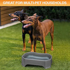 Neater Pet Brands Large Water Bowl for Dogs, Outdoor Dog Water Bowl (1.25 Gallon Extra-Large Capacity), Big Trough Style Food Dish for Indoors or Outside, No Spill Large Dog Bowls, Gunmetal Grey
