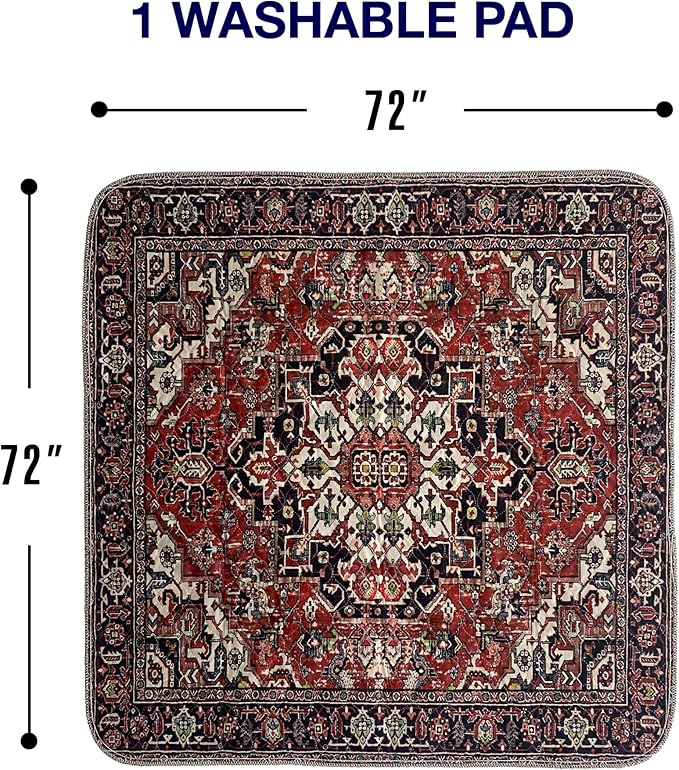 PUPIBOO Washable Pee Pads for Dogs and Cats - XXL (1 Pack) 6 FT X 6 FT Super Absorbent Reusable Puppy Training Pads - 100% Waterproof, Leak-Proof & Non-Slip Whelping Pads for Pet Housebreaking