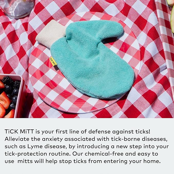 TiCK MiTT Blue Protective Glove for Tick Removal from Pets & Humans - Easy, Gentle, Chemical-Free Tick Handling - Portable & Durable for Outdoor Adventures