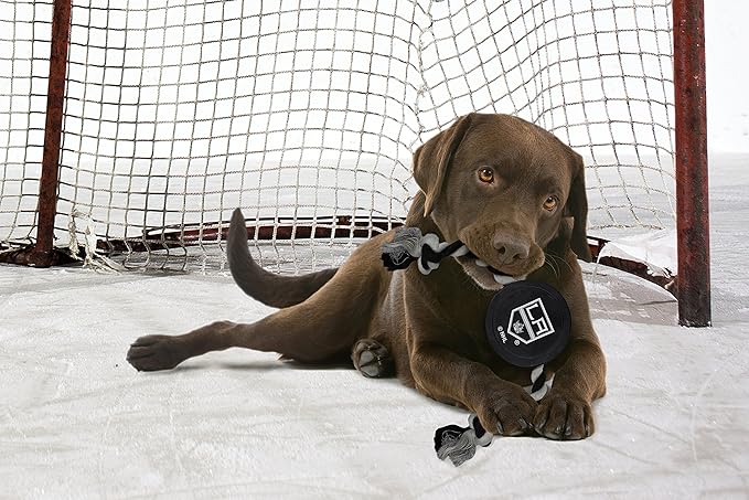 Pets First NHL Los Angeles Kings Puck Toy for Dogs & Cats. Play Hockey with Your Pet with This Licensed Dog Tough Toy Reward!