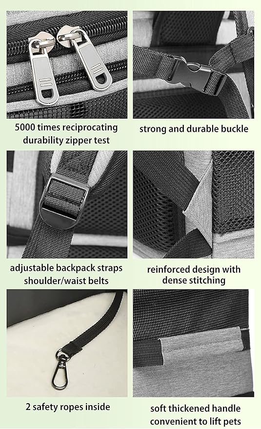 Double Cat Carrier, Cat Backpack Carrier for 2 Cats, Multi Dog Backpack, Two Cat Carrier with 7 Ventilation Windows, Built-in Frame and Support Plate, Safety Straps, Collapsible, Perfect for Travel