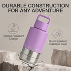 Insulated Dog Travel Water Bottle with Detachable Bowls, 3 in 1 Portable Dog Water Bottle Dispenser, Dog Accessories for Walking, Hiking, Camping, Outdoor (Lavender, 32 Oz)