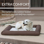 K&H Pet Products Heated Deluxe Lectro-Soft Outdoor Dog Bed with Bolster, Orthopedic Warming Pet Pad, Outdoor Heated Pad for Pets, Heated Outside Dog and Cat Bed, Chocolate/Tan Small 19.5x23in
