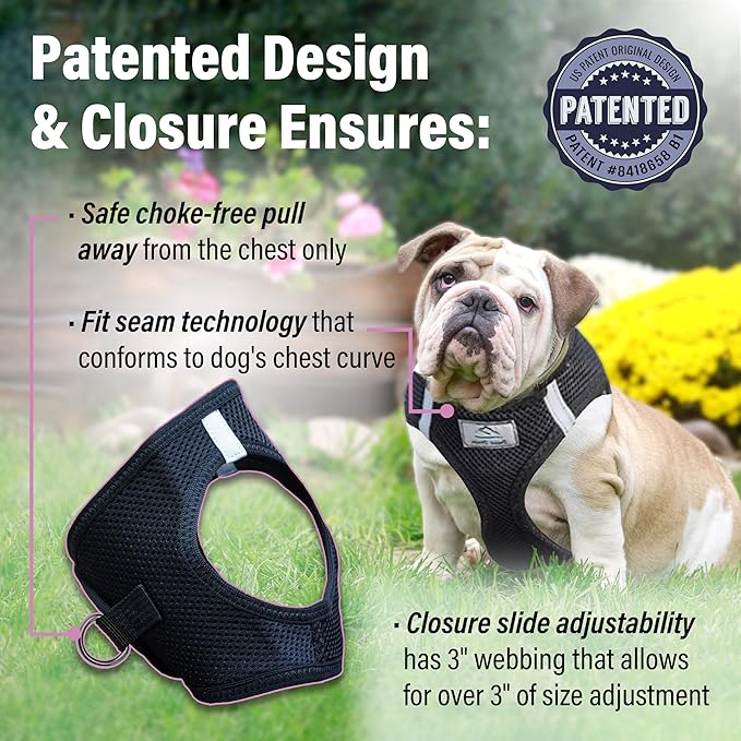 Doggie Design Dog Harness - No Choke Dog Harness, Dog Vest, Mesh Polyester, Pet Harness, Simple Step in and Go Design, Harness for Dog - Black, 2XL/3XL