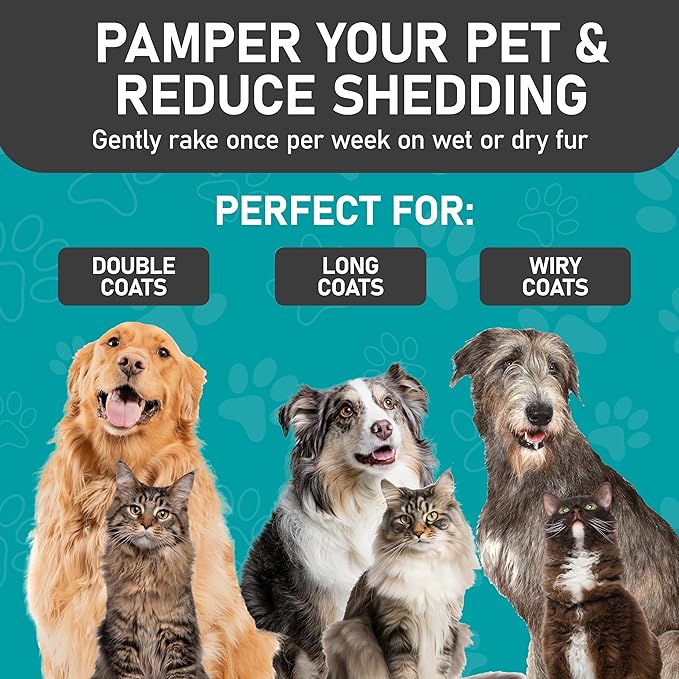 Maxpower Planet Hair Brush - Double Sided Shedding, Dematting Undercoat Rake for Dogs, Cats - Extra Wide Dog Grooming Brush, Pink