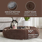 Bedsure Calming Dog Bed for Large Dogs - Donut Washable Large Pet Bed, 36 inches Anti-Slip Round Fluffy Plush Faux Fur Dog Bed, Fits up to 80 lbs Pets, Coffee