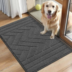 Tindbea Dog Mat for Muddy Paws 20"x31.5" Absorbs Moisture Dirt Non-Slip Washable Mud Mat for Dogs,Soft Rubber Backing Front Inside Pet Rug for Entryway, Mud Dog Paws, Patio(Charcoal)