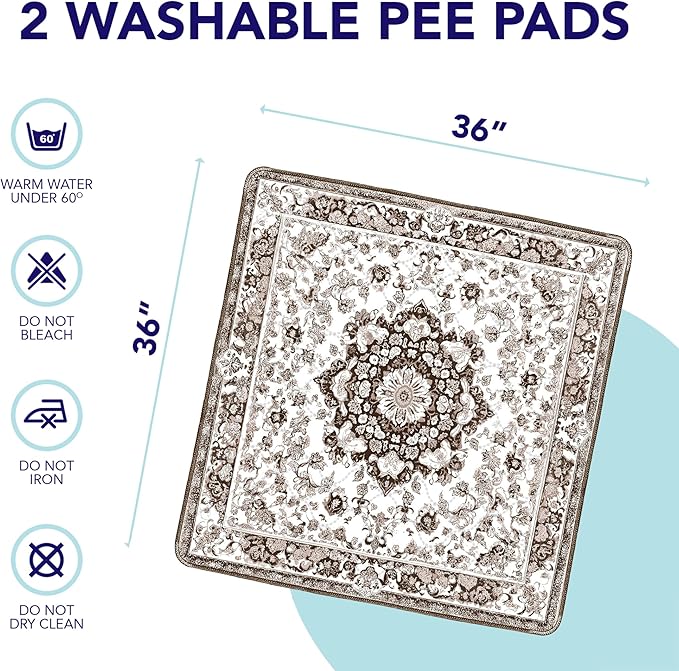 PUPIBOO Washable Pee Pads for Dogs and Cats - Super Absorbent Reusable Puppy Training Pads - 100% Waterproof, Leak-Proof & Non-Slip Whelping Pads for Pet Housebreaking