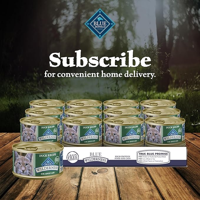 Blue Buffalo Wilderness Natural High-Protein Grain-Free Wet Food for Adult Cats, Duck Paté, 3-oz. Cans, 24 Count