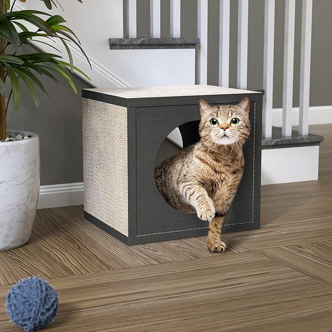 Way Basics Premium Cube Cat Scratcher Lounge - Scratch and Play zBoard Lasts 5X Longer