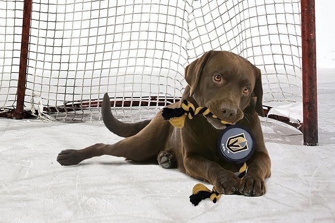 Pets First NHL LAS Vegas Golden Knights Puck Toy for Dogs & Cats. Play Hockey with Your Pet with This Licensed Dog Tough Toy Reward!