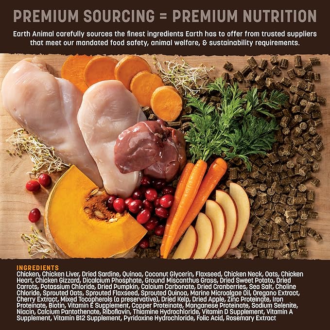 Earth Animal Wisdom Air Dried Dog Food | Chicken Recipe Premium Natural Dog Food | All Breeds & Ages | Made in The USA | 8 Pound Bag