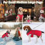 Dogcheer Dog Coat, Christmas Dog Jacket Waterproof Puppy Winter Coat for Cold Weather, Reflective Pet Snow Jacket Warm Turtleneck Fleece Sweater for Small Medium Large Dogs - Red, L