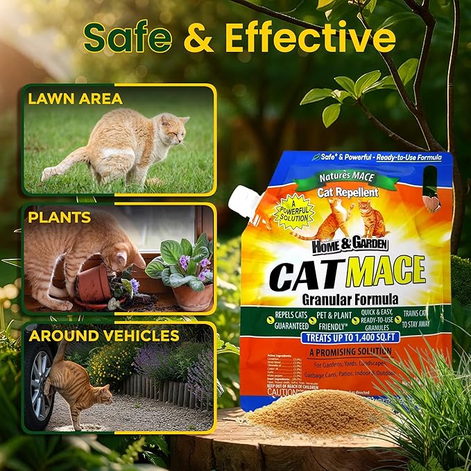 Nature's Mace, Cat Mace, 2.5lb Granular, Cat Repellent Outdoor to Keep Cats Away, Keep Cats Out of Yard Permanently, with Consistent Use, for Garden, Plants, No-Dig, Stray Deterrent